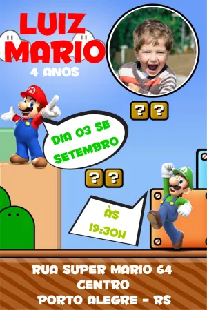 Invito di compleanno Super Mario – Statico – PH DESIGNER 87