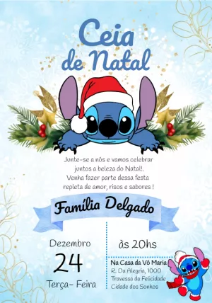 Convite Ceia de Natal do Stitch para Editar Online