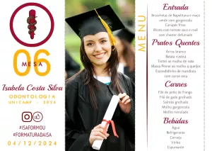 Menu de Formatura Odontologia com Foto para Editar Online