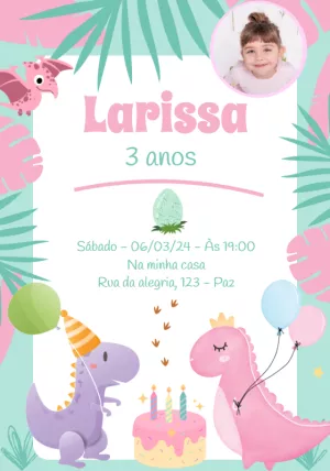 Invitación de cumpleaños Dinosaurio – Estático – Convites e Artes Digitais