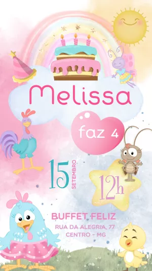 Convite Aniversário Galinha Pintadinha Candy para Editar Online