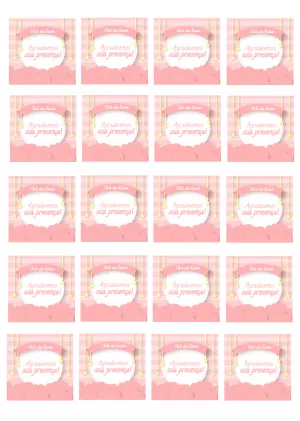 Tag de Agradecimento Chá de Bebê Rosa para Editar Online