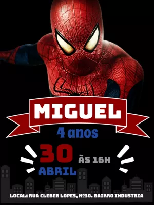 Convite de Aniversário Homem Aranha para Editar Online