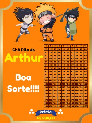 Rifa Chá de Bebê Naruto Chibi para Editar Online