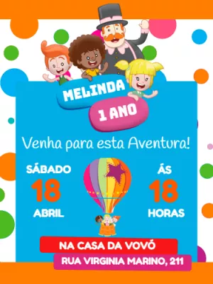 Convite Aniversário Mundo Bita com Personagens para Editar Online