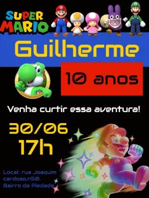Invito di compleanno Super Mario – Statico – Gley Leobas