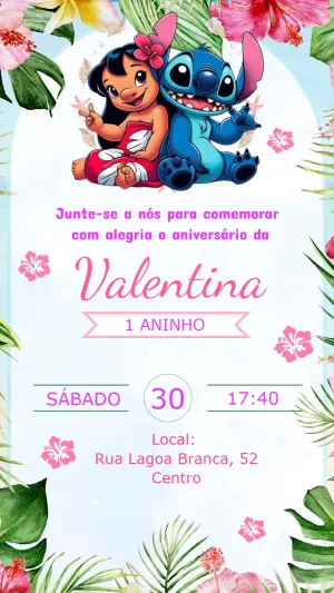 Invitación de cumpleaños Stitch – Estático – Criativa Sant