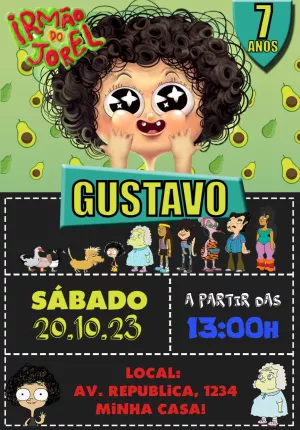 Convite de Aniversário Irmão do Jorel para Editar Online