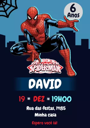 Convite de Aniversário Homem Aranha para Editar Online