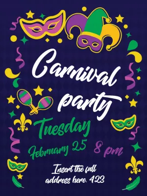 Carnival Party Invitation with Masks to Edit Online
