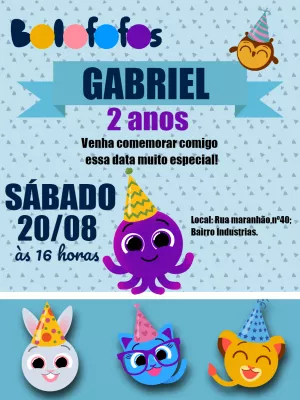 Convite de Aniversário Bolofofos com Personagens para Editar