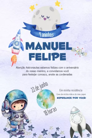 Invito di compleanno Astronauta – Statico – Efrata Designer