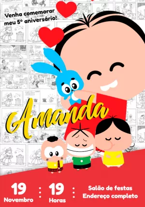 Convite de Aniversário Mônica Toy para Editar e Imprimir