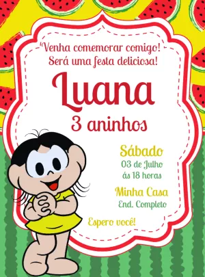 Invitation d'anniversaire Turma da Mônica – Statique – Decore Arte
