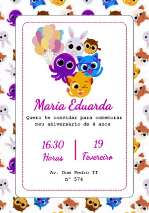 Convite de Aniversário Bolofofos para Editar Online