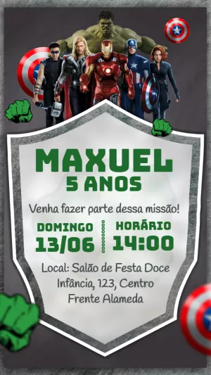 Invitación de cumpleaños Los Vengadores – Estático – Idesign Personalizados