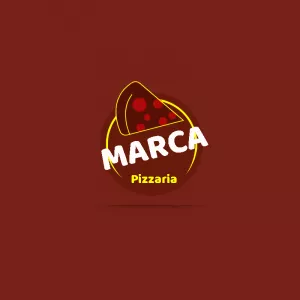 Logo para Pizzaria com fatia de pizza Editável Online