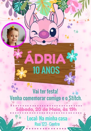 Invitación de cumpleaños Stitch – Estático – Convites e Artes Digitais