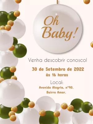 Convite Chá Revelação Balões Elegantes para Editar Online