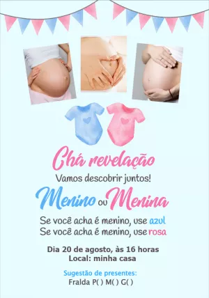 Convite Chá Revelação com Foto para Editar Online