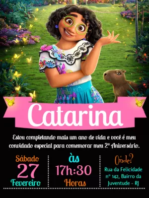 Convite Aniversário Encanto com a Mirabel para Editar Online