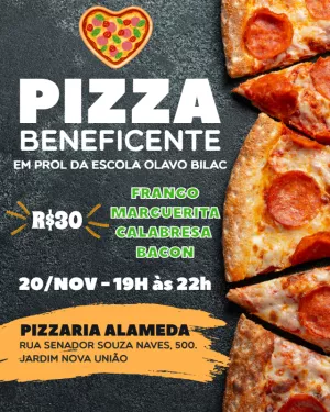 Flyer de Pizza Beneficente para Editar Online