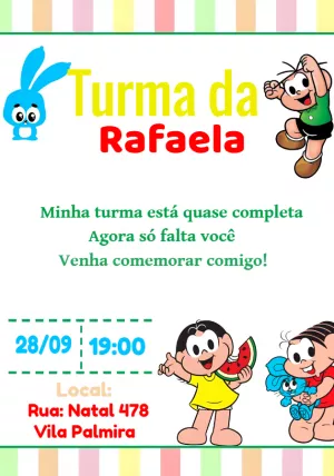 Convite de Aniversário Turma da Mônica para Editar Online