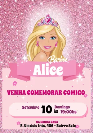 Invitación de cumpleaños Barbie – Estático – Julia B