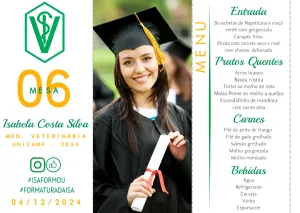 Menu de Formatura Veterinária com Foto para Editar Online