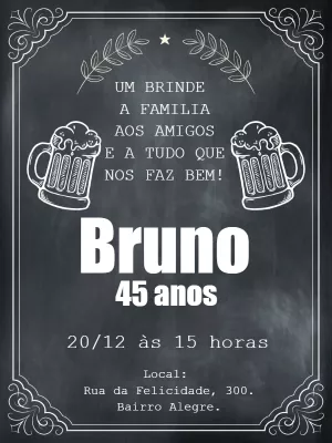 Convite Aniversário Boteco Chalkboard para Editar Online