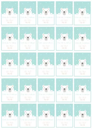 Tag Chá de Bebê Urso Polar Editável para Imprimir