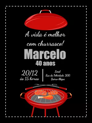 Convite de Aniversário Churrasco para Editar Online