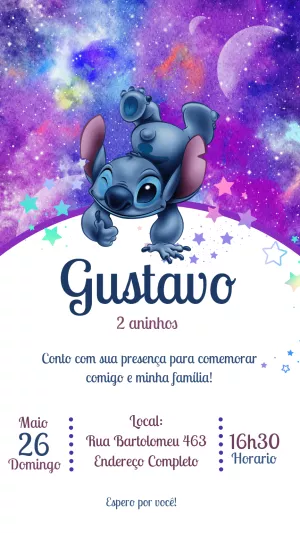 Invitación de cumpleaños Stitch – Estático – Gisele