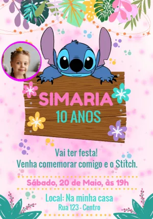Stitch Birthday Invitation – Static – Convites e Artes Digitais