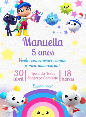 Convite Aniversário Vera e o Reino do Arco-Íris para Editar