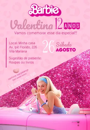 Invitación de cumpleaños Barbie – Estático – ig: @illustragio