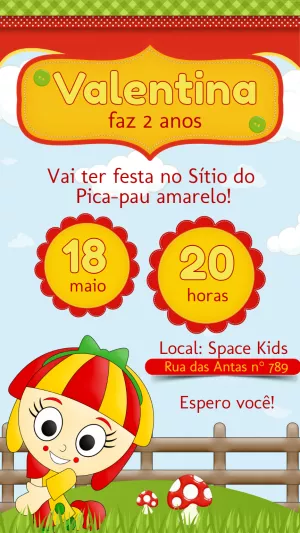 Convite Aniversário Emília Sítio do Pica Pau Amarelo para Editar