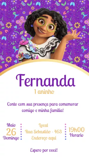 Convite de Aniversário Encanto com Mirabel para Editar Online