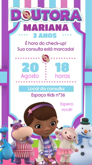 Convite Aniversário Doutora Brinquedos para Editar Online
