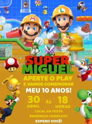 Invito di compleanno Super Mario – Statico – Decore Arte