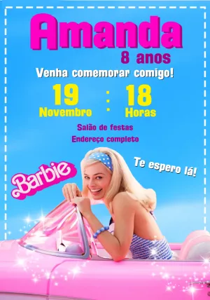 Invitación de cumpleaños Barbie – Estático – Montando a Sua Festa Oficial