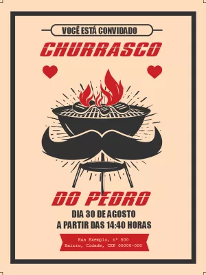Convite de Aniversário Churrasco Vintage para Editar Online