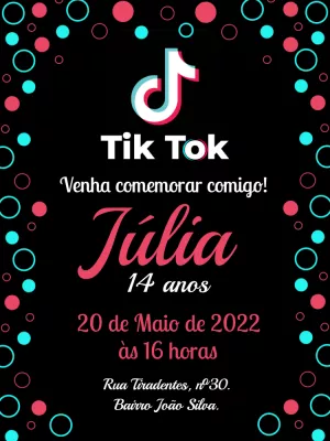 Convite de Aniversário Tik Tok Moderno para Editar Online