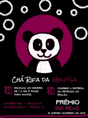 Convite Chá Rifa Panda Fofo para Editar Online