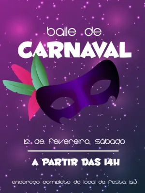 Convite de Baile de Carnaval com Máscara para Editar Online