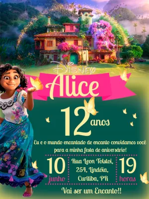 Convite Aniversário Encanto com Mirabel para Editar Online