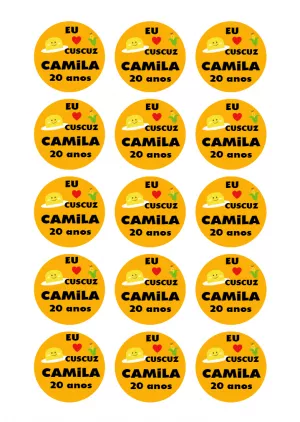Tag de Aniversário Tema Cuscuz para Editar e Imprimir