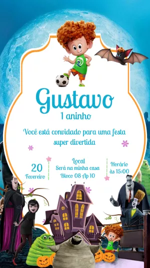Convite de Aniversário Hotel Transilvania com Dennis para Editar