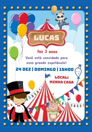 Invitation d'anniversaire Cirque – Statique – Baby Convites
