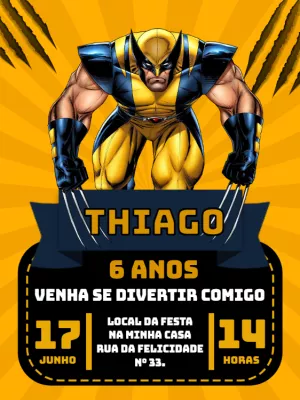 Convite Aniversário Wolverine dos X-Men para Editar Online